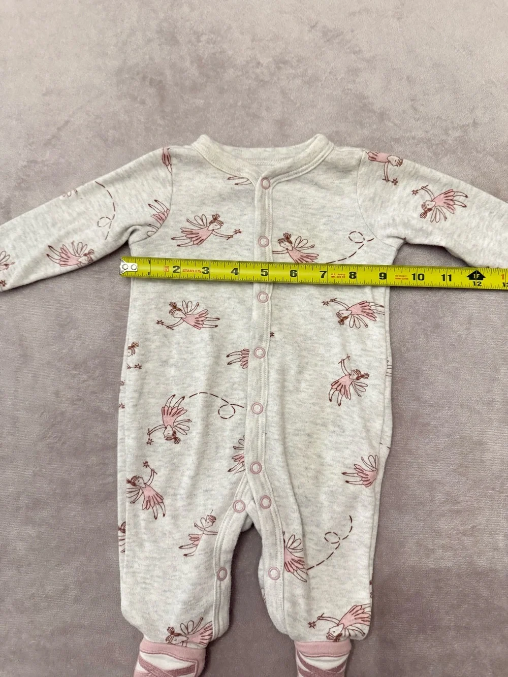 Carter’s Baby Girl Footed Sleeper Pajamas 3M Pink Ballerina Fairy Snap Front Bal